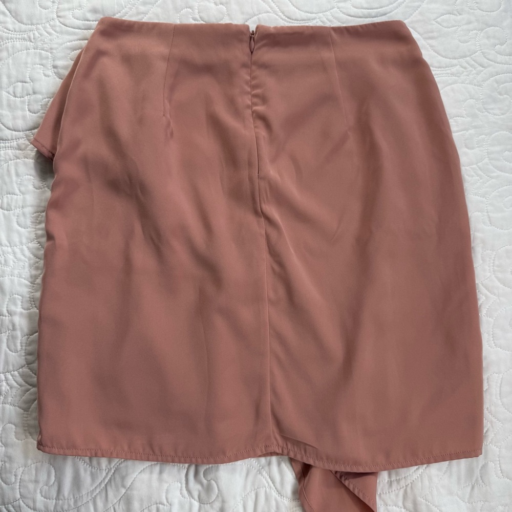 Banana Republic Blush Tie Knot Asymmetrical Wrap Pencil Mini Skirt Womens 4P EUC - Picture 4 of 9